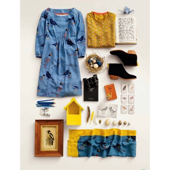 Boden sz 6 Bird Print Dress Novelty Print Whimsical feminine dress EUC - Picture 8 of 8